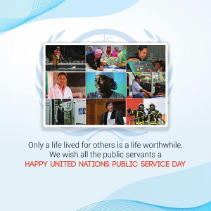 Collage of public servants with a quote celebrating their service.