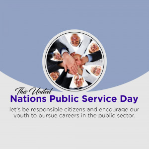 Group of people with hands together in a circle, celebrating United Nations Public Service Day.
