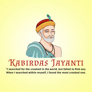 Illustration of Kabir, a 15th-century Indian mystic poet and saint, with text 'Kabirdas Jayanti'
