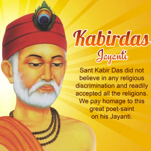 Portrait of Sant Kabir Das with text 'Kabirdas Jayanti'