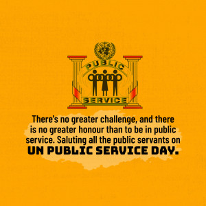 UN Public Service Day emblem with text honoring public servants