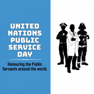 Image commemorating United Nations Public Service Day with silhouettes of public servants.