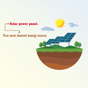 Illustration of a solar panel generating energy from the sun