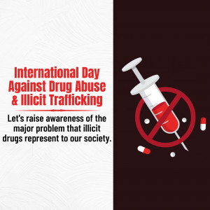 Image depicting a syringe with a red 'no' symbol over it, representing the International Day Against Drug Abuse and Illicit Trafficking.