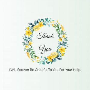 Watercolor floral wreath with 'Thank You' text