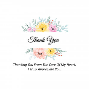 Watercolor floral arrangement with 'Thank You' text