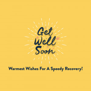 Get Well Soon message with starburst and warm wishes