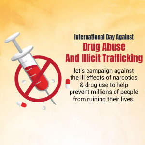 Syringe with a red cross over it, representing the fight against drug abuse.