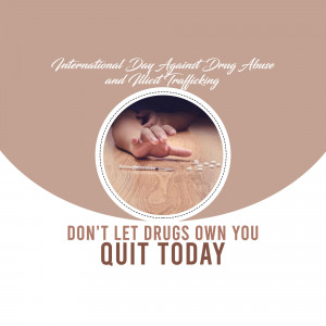 Image depicting the dangers of drug abuse with a person's hand reaching towards pills and a syringe.