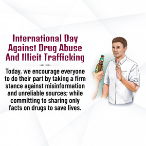 Image promoting awareness against drug abuse and misinformation.