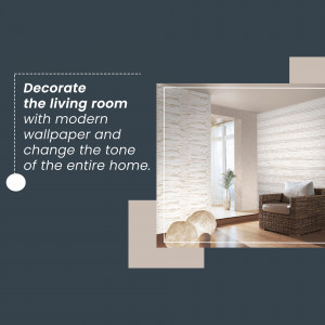 Living room interior with textured wallpaper and natural decor