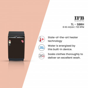 IFB dark brown washing machine with features highlighted