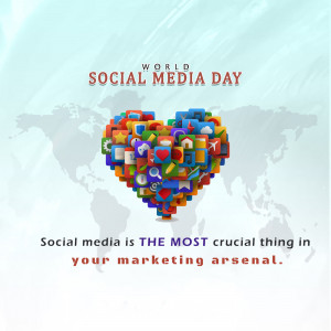 World Social Media Day graphic with social media icons forming a heart shape