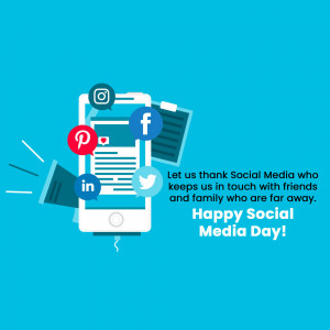 Illustration of a smartphone with social media icons and a message celebrating Social Media Day.