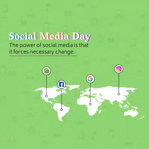World map with social media icons celebrating Social Media Day