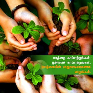 Multiple hands cupping small green plants growing from soil, symbolizing environmental care and growth.