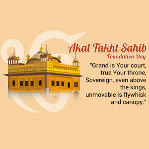 Illustration of Akal Takht Sahib with text commemorating Foundation Day