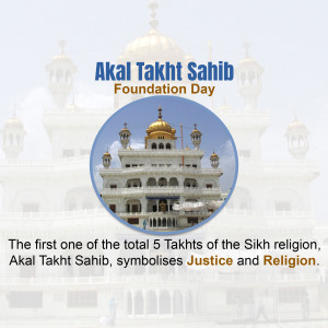 Image of Akal Takht Sahib, a significant Sikh shrine, celebrating its Foundation Day.