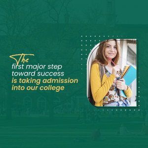 A student with a backpack and books, promoting college admissions.