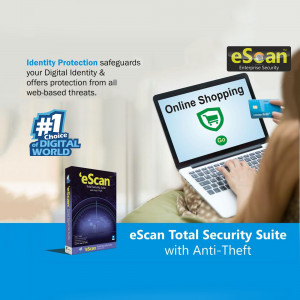 Image depicting online shopping security with eScan software.