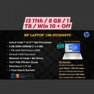 HP Laptop 15s-du3038tu with specifications