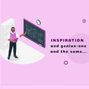 Illustration of a man explaining a complex equation on a blackboard.