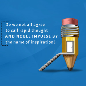 Pencil with eraser and quote about inspiration
