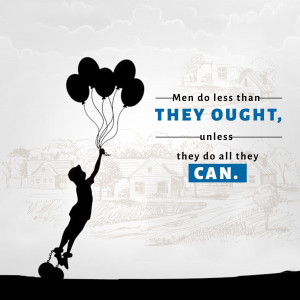 Silhouette of a boy reaching for balloons with an inspirational quote.
