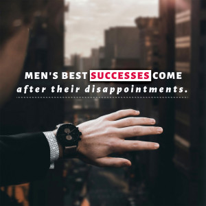 Man looking at his watch with motivational quote