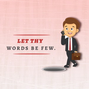 Cartoon illustration of a businessman talking on the phone while walking near an open manhole.