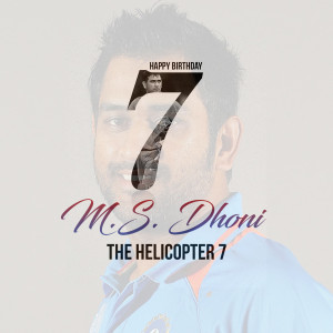 MS Dhoni birthday celebration graphic with number 7 and his image