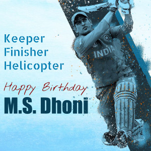 MS Dhoni celebrating his birthday with a cricket shot