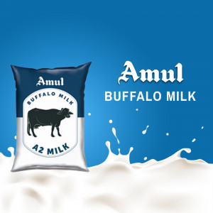 Amul A2 Buffalo Milk pouch with splash