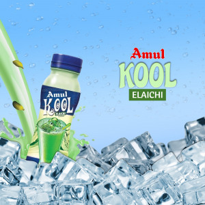 Amul Kool Elaichi drink with ice and cardamom pods