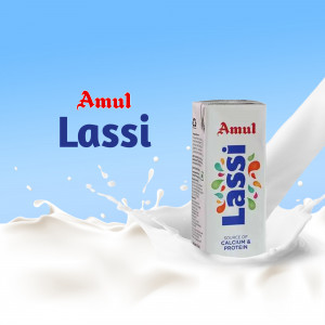 Amul Lassi carton with splash of milk