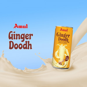 Amul Ginger Drink can with splash of milk
