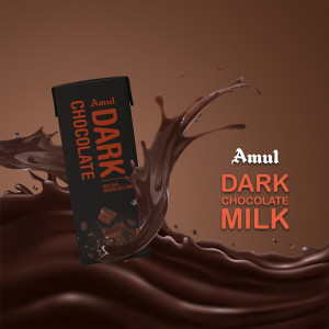 Amul Dark Chocolate Milk carton with splash