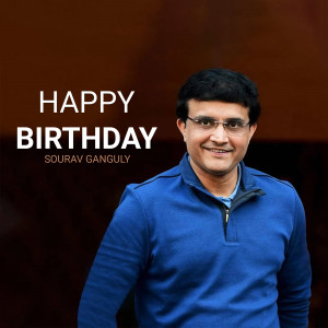 Portrait of Sourav Ganguly with 'Happy Birthday' text