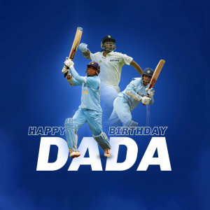 Sourav Ganguly birthday celebration image with cricket players