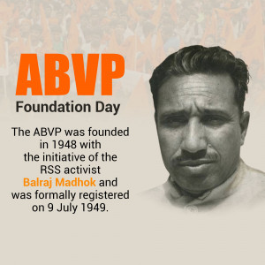 Image commemorating the ABVP Foundation Day featuring Balraj Madhok