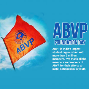 ABVP flag with Foundation Day text