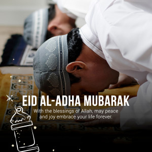 Muslim men praying during Eid al-Adha