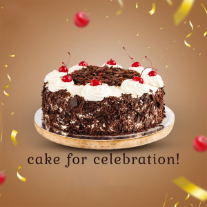 A close-up of a Black Forest cake with cherries and whipped cream on a plate.