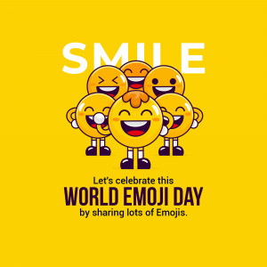 Group of smiling emojis celebrating World Emoji Day