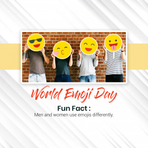 Four people with emoji faces covering their faces for World Emoji Day
