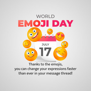 Calendar with emojis celebrating World Emoji Day on July 17th