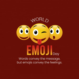 Three smiling emojis with the text 'World Emoji Day'