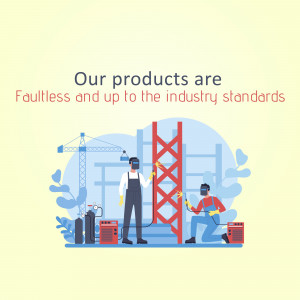 Illustration of welders working on a construction site, representing high-quality products.