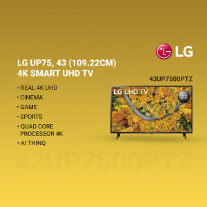 LG UP75 43 inch 4K Smart UHD TV with detailed specifications