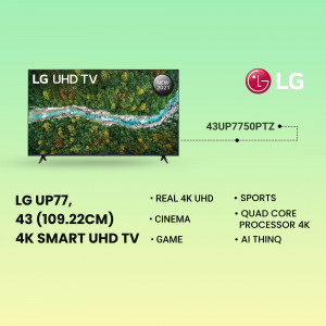 LG 43 inch 4K UHD Smart TV with vibrant display